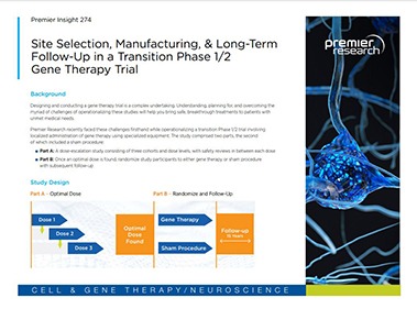Premier Insight 274: Site Selection, Manufacturing, and Long-Term Follow-Up in a Transition Phase 1/2 Gene Therapy Trial